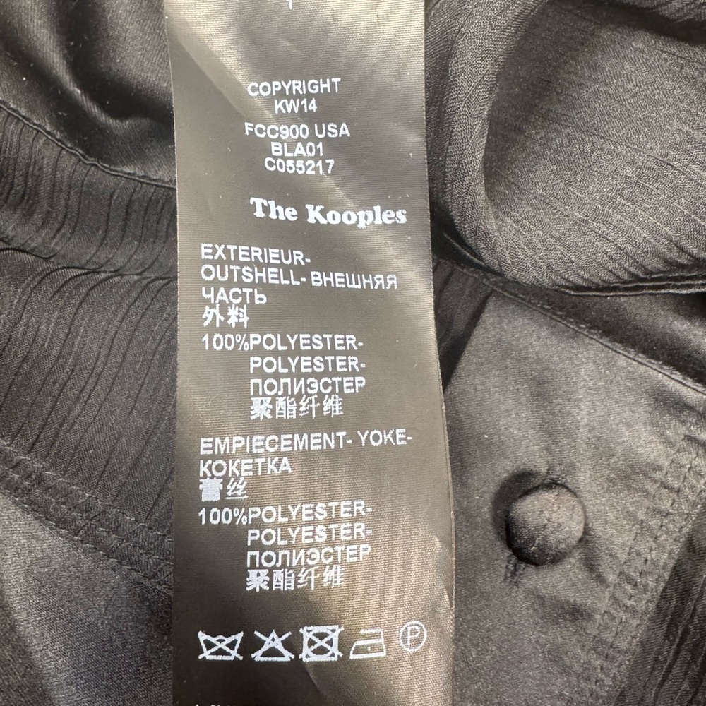 THE KOOPLES Sheer Button Front Striped Shirt w/ Accent Tie Collar BLACK / LARGE - Picture 14 of 15